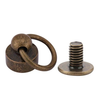 Pull Ring Buckle For Shoes 20pcs Round Head Button Studs Rivets Fasteners, DIY Leather Craft Purse Phone Case Chain Bag Screws Nail Rivets 8mm Set(Bronze)