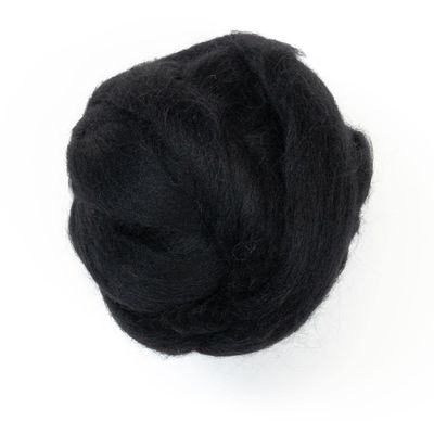 Kondoos Colored Natural Bulk Wool roving, 8 OZ. Best Wool for Needle Felting, Wet Felting, handcrafts and Spinning Yarn (Total Black)