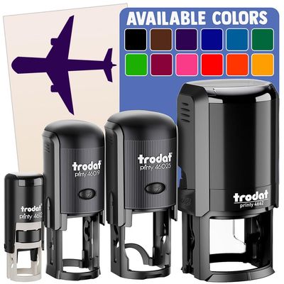 Airplane Solid Vacation Self-Inking Rubber Stamp for Stamping Ink Stamper Crafting Planners - 1 Inch Medium - Purple Ink