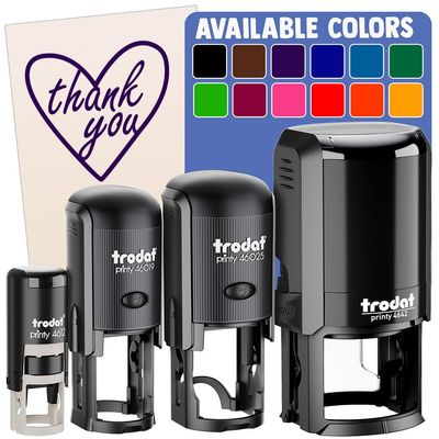 Thank You in Heart Self-Inking Rubber Stamp Ink Stamper for Stamping Crafting Planners - 1 Inch Medium - Black Ink