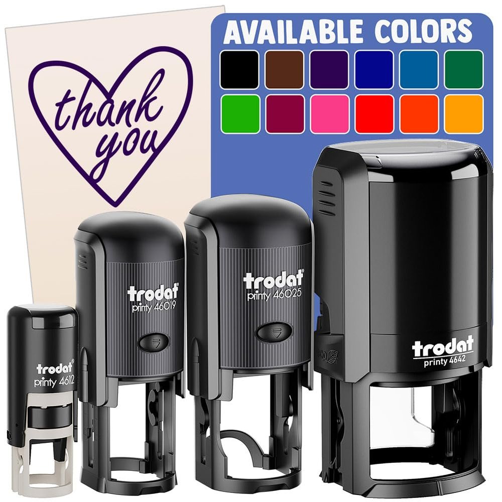 Thank You in Heart Self-Inking Rubber Stamp Ink Stamper for Stamping Crafting Planners - 1 Inch Medium - Black Ink