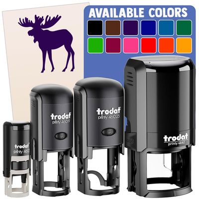 Moose Solid Self-Inking Rubber Stamp Ink Stamper for Stamping Crafting Planners - 1-1/2 Inch Large - Black Ink