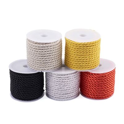 Craftdady 5 Rolls Twisted Cord Trim Rope 3mm Polyester Braided Satin Twine Cord Thread String for DIY Jewelry Craft Home Decoration, About 5.4 Yards/Roll