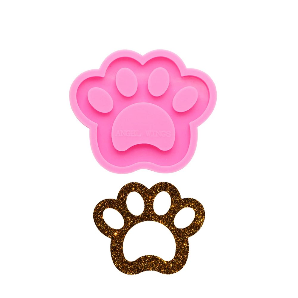 Shiny Glossy Cute Bear Foot Paw Shape Keychain Silicone Mold Epoxy Resin Keychain Molds Jewellery Silicone Mould Resin Crafting Molds for Pendant Fondant Mold Cake Topper Decoration