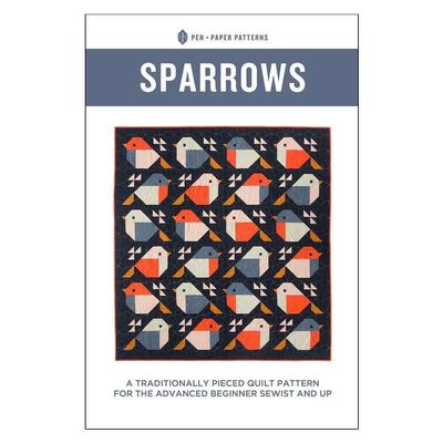 Sparrows Quilt Pattern Modern Songbird Quilt Design, 65.5" x 71", Beginner Friendly Pen & Paper Pattern
