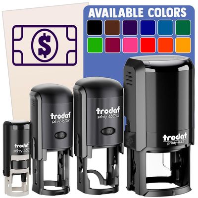 Money Cash Bills Self-Inking Rubber Stamp Ink Stamper for Stamping Crafting Planners - 1-1/2 Inch Large - Blue Ink