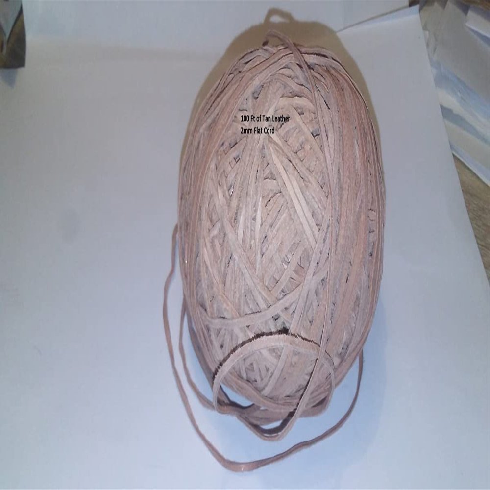 Designer Jewelry Leather Cord Tan Tan Leather 2 mm Flat Cord 100 Foot Ball
