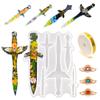 Koonafy Dagger Molds for Epoxy Resin Dagger Resin Molds Keychain with Golden Craft Wire and 6 Different Shape Jewelry Casting Silicone Mold for Cosplay Theatre Costumes Decorations view 1
