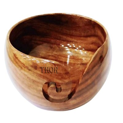Wooden Yarn Bowl Hand Crafted for Knitting and Crochet Gift for Mother's Day Rustic Vintage Home Decor Gifts
