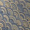 Rainbow Fan Art Deco Peacock Fan Damask Fabric - Furnishing, Curtains, Upholstery Material - 55" Wide - Blue & Mustard (Sold BY THE Yard) view 1