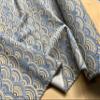 Rainbow Fan Art Deco Peacock Fan Damask Fabric - Furnishing, Curtains, Upholstery Material - 55" Wide - Blue & Mustard (Sold BY THE Yard) view 3