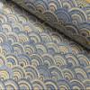 Rainbow Fan Art Deco Peacock Fan Damask Fabric - Furnishing, Curtains, Upholstery Material - 55" Wide - Blue & Mustard (Sold BY THE Yard) view 4