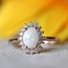 Vintage Style Cubic Zirconia Ornate Filigree Oval Flower White Opal Ring 925 Sterling Silver Birthstone Rings Princess Diana Inspired Statement Engagement Ring Fine Jewelry for Women ST.061 (5) view 2