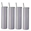 Ink Trendz 4 Pack Sublimation Blank Shimmer Skinny Straight Tumbler Stainless Steel 20 ounce Tumblers with Straws & Individually Boxed Polymer Sublimation Coating (Shimmer Purple, 4 Pack) view 1