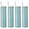 Ink Trendz 4 Pack Sublimation Blank Shimmer Skinny Straight Tumbler Stainless Steel 20 ounce Tumblers with Straws & Individually Boxed Polymer Sublimation Coating (Shimmer Mint, 4 Pack) view 1