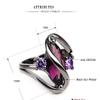 Trendy Engagement Wedding Rings Women Horse Eye Cz Black Gold Rings Marquise Cut Cubic Zirconia Amethyst Multi Row Ring Eternity Engagement Wedding Band Ring for Women ST.066 (7) view 2