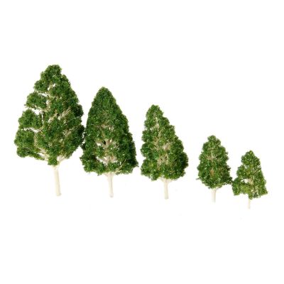 DUO ER 10Pcs 6.5-14cm Plastic Landscape Scenery Model Green Poplar Trees Railroad Train Layout Diorama1:75-1:200 Scale Artificial Plants