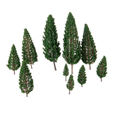 DUO ER 10Pcs 4.8-16cm Landscape Scenery Model Green Pine Trees Railroad Train Layout Diorama Panorama 1/50-1/400 Scale Artificial Plant