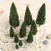 DUO ER 10Pcs 4.8-16cm Landscape Scenery Model Green Pine Trees Railroad Train Layout Diorama Panorama 1/50-1/400 Scale Artificial Plant view 4