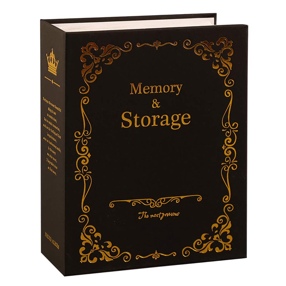 Queenbox Artwork Photo Albums 4x6 100 Pockets, Patterned Picture Scrapbooking Book Wedding Albums For Baby Friend Lover Family Memory, Black