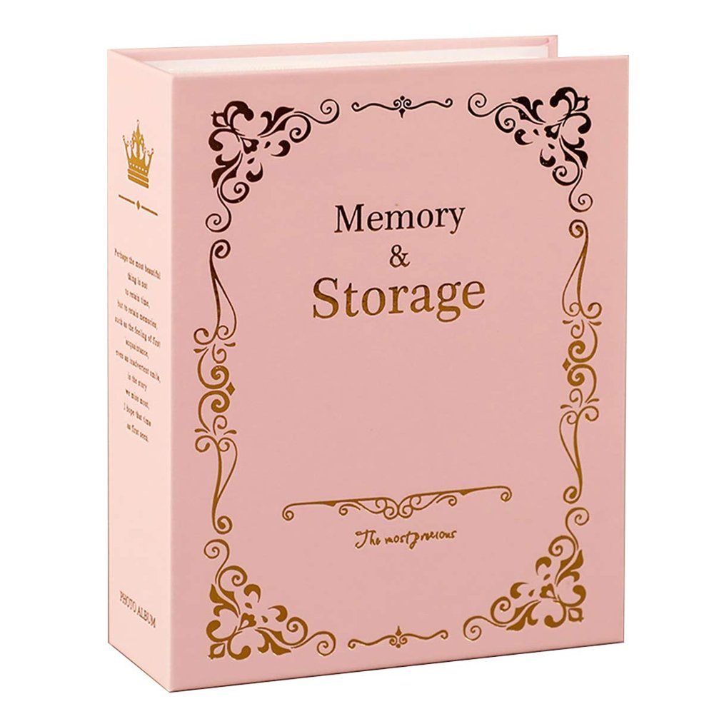 Queenbox Artwork Photo Albums 4x6 100 Pockets, Patterned Picture Scrapbooking Book Wedding Albums For Baby Friend Lover Family Memory, Pink