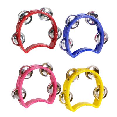 Yonty Kids Tambourine 4-Pack | Musical Instruments for Toddlers Ages 3+ with 4 Metal Jingles | ASTM-Certified, Non-Toxic & Durable for Classroom, Preschool, Family Band