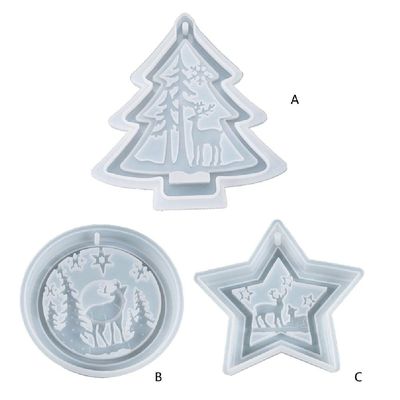 DIY Christmas Listed Pendant Casting Silicone Mould Crafts Decoration Jewelry Making ToolsCrystal Epoxy Resin Mold christmas tree candle mold soap clay gypsum making cake fondant decorating 3d tree or