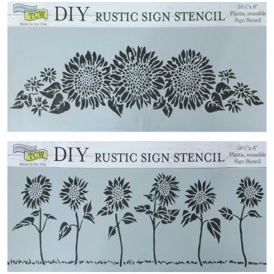 Sunflower Stencils for Painting - on Wood, Walls, Fabric, Furniture, Canvas, DIY Home Decor - Reusable 16.5 x6 Inch Sun Flower Stencil Template Set for Stenciling on Door, Porch, Craft, Welcome Sign
