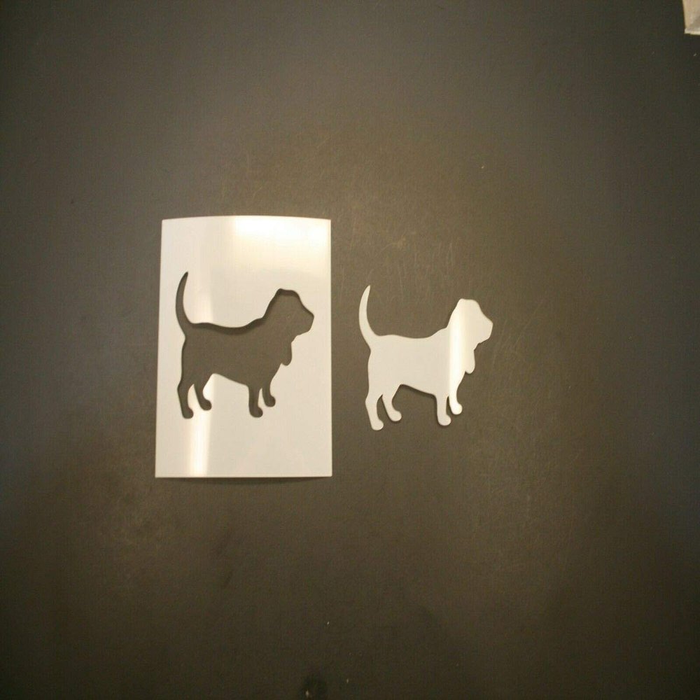 12" Basset Hound Reusable (SRAL) Mylar Stencil - Art Supplies