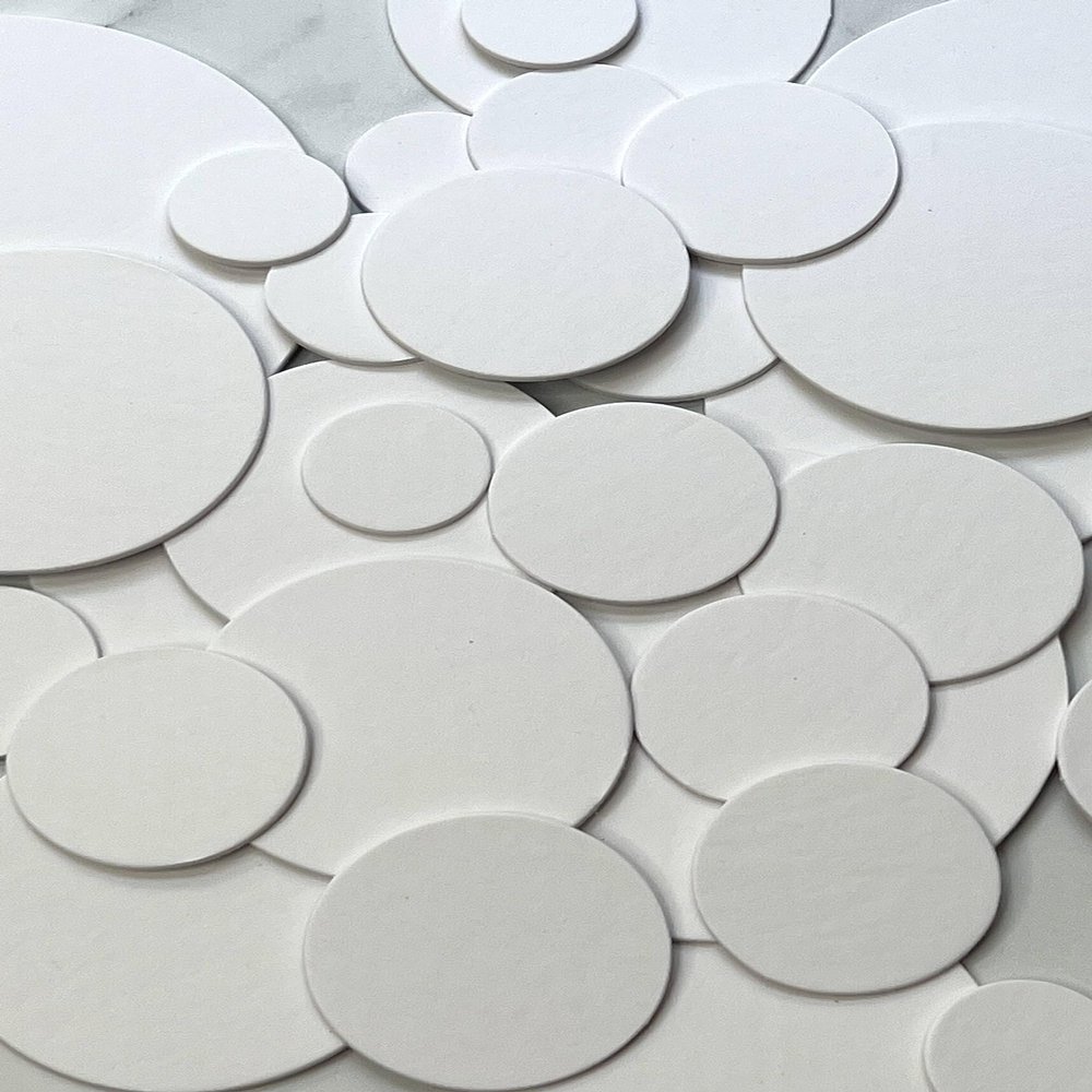50 all white cardboard circle die cuts 1",1 1/4", 1 1/2", 1 3/4", 2 1/4", 2 1/2",3" (2 Inch)
