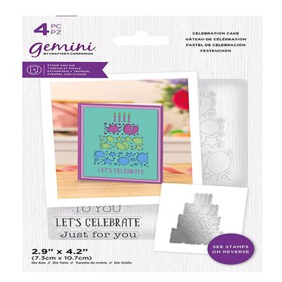 Gemini Abstract Shape Acyrlic Stamp & Metal Die Set - Celebration Cake