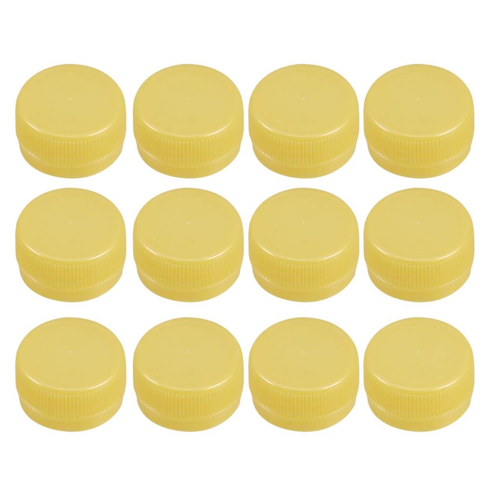 EXCEART 100pcs Colorful Plastic Drink Bottle Caps Yellow Covers for Boys and Girls for Art and Education Promote Color Recognition and Creativity