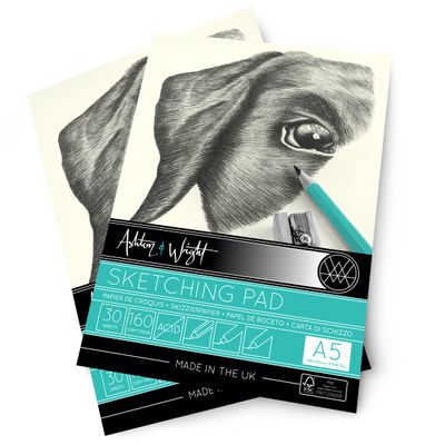 Ashton and Wright - A5 5.8"" x 8.3"" Classic Ivory Sketching Pad - 160gsm Paper - 30 Sheets - Pack of 5