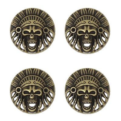 CHALLENGER 4 Screw Back Screw Eye Skull Indian Head Concho Leather Craft 1-1/4" Co600