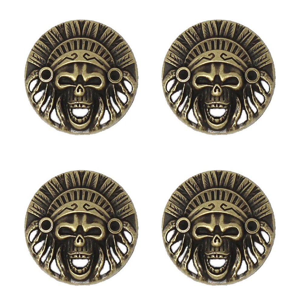 CHALLENGER 4 Screw Back Screw Eye Skull Indian Head Concho Leather Craft 1-1/4" Co600
