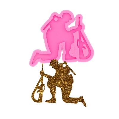 Shiny Glossy Squatting Soldier Shape Keychain Silicone Mold with Hole Candy Crystal Mold Necklace Jewelry Epoxy Resin Mold Resin Crafting Molds for Luggage Tag Pendant