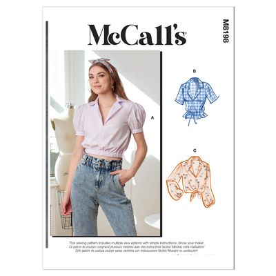 McCall's Misses' Top Sewing Pattern Kit, Code M8198, Sizes 6-8-10-12-14, Multicolor