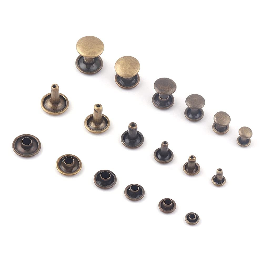 Bronze Double Cap Metal Button Round Rapid Rivet Rivet Studs for Purse Bags Handbags Shoes Jeans Belts Webbing Leather Craft DIY (10mmx11mm)