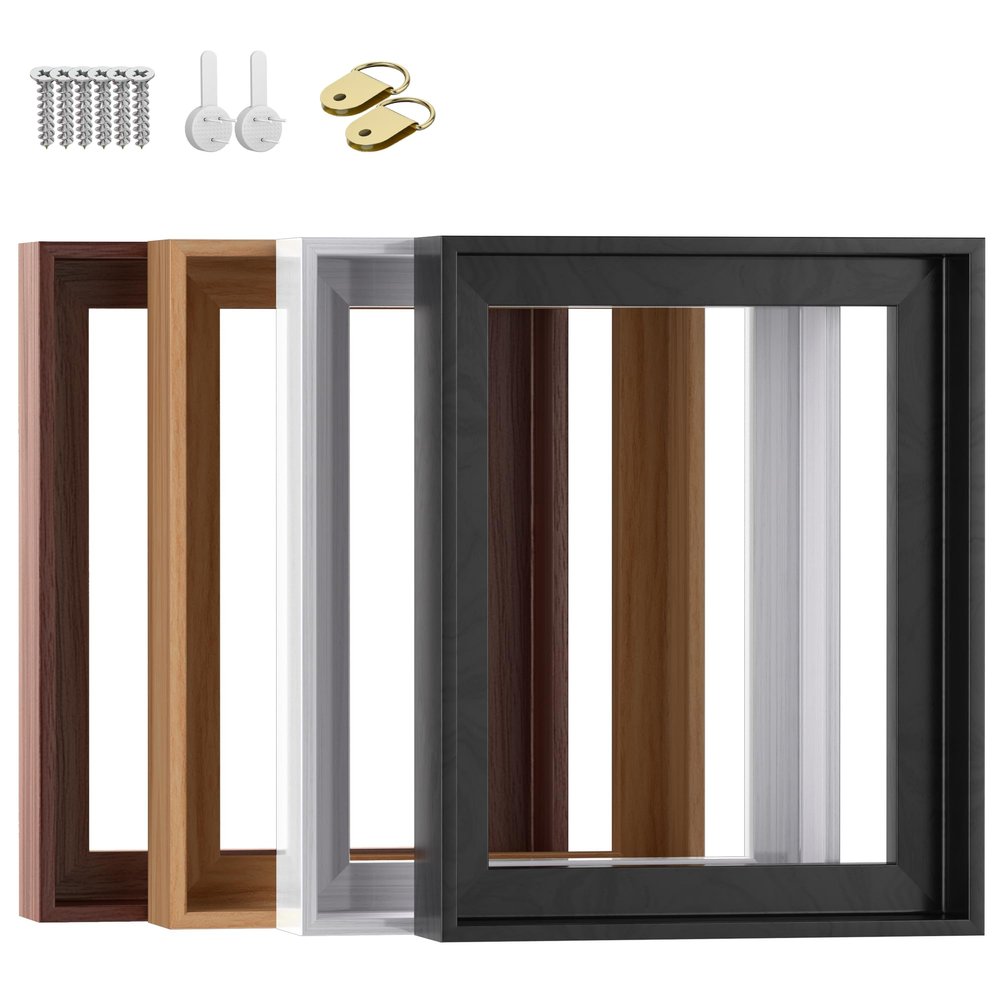Texas Art 20x20 Canvas Floater Frame, 1.25" Deep Wood Grain Texture Floating Picture Frame for Gallery Wrapped Canvas, black Modern Wall Decor for Home & Office, Fathers Gifts