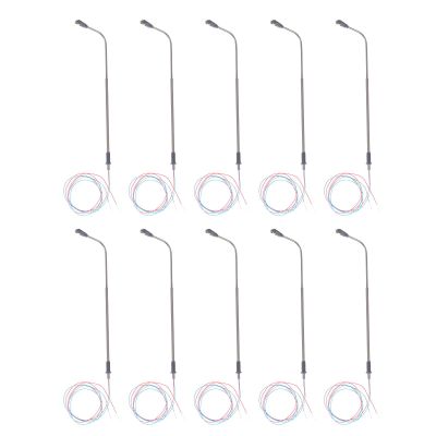 10PCS Sand Table Model lamp Post Miniature Street Light Miniature Train Model Railway Train Light Lamp Child Scale Stainless Steel Instrument