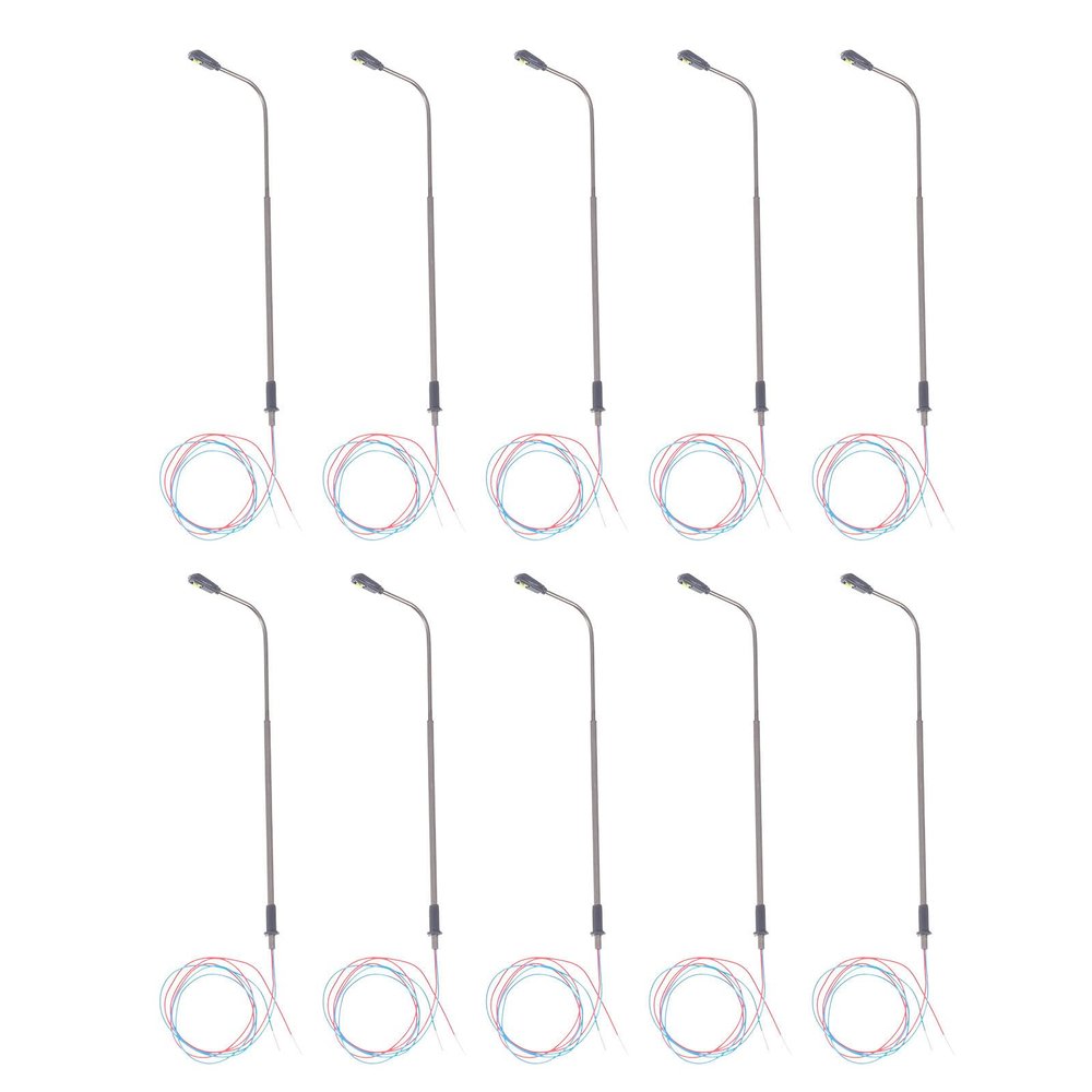 10PCS Sand Table Model lamp Post Miniature Street Light Miniature Train Model Railway Train Light Lamp Child Scale Stainless Steel Instrument