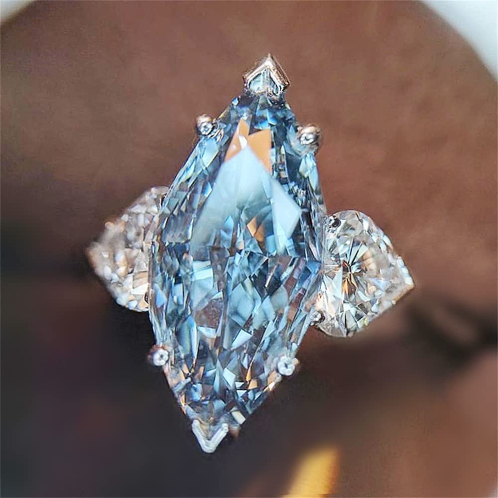 925 Sterling Silver Shiny Marquise Cut Heart Shape AAA Cubic Zirconia Rings CZ Diamond Eternity Engagement Wedding Band Ring Promise Ring for Women ST.190 (8)