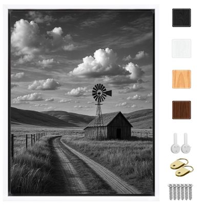 Sunwes Canvas Floater Frame for 11.25Deep Gallery Wrapped Canvas, Wood-Look Floating Frame Wall Artwork for Oil Paintings, Gallery Bedroom, Living Room, Studio, Made in USA(White,28x32)