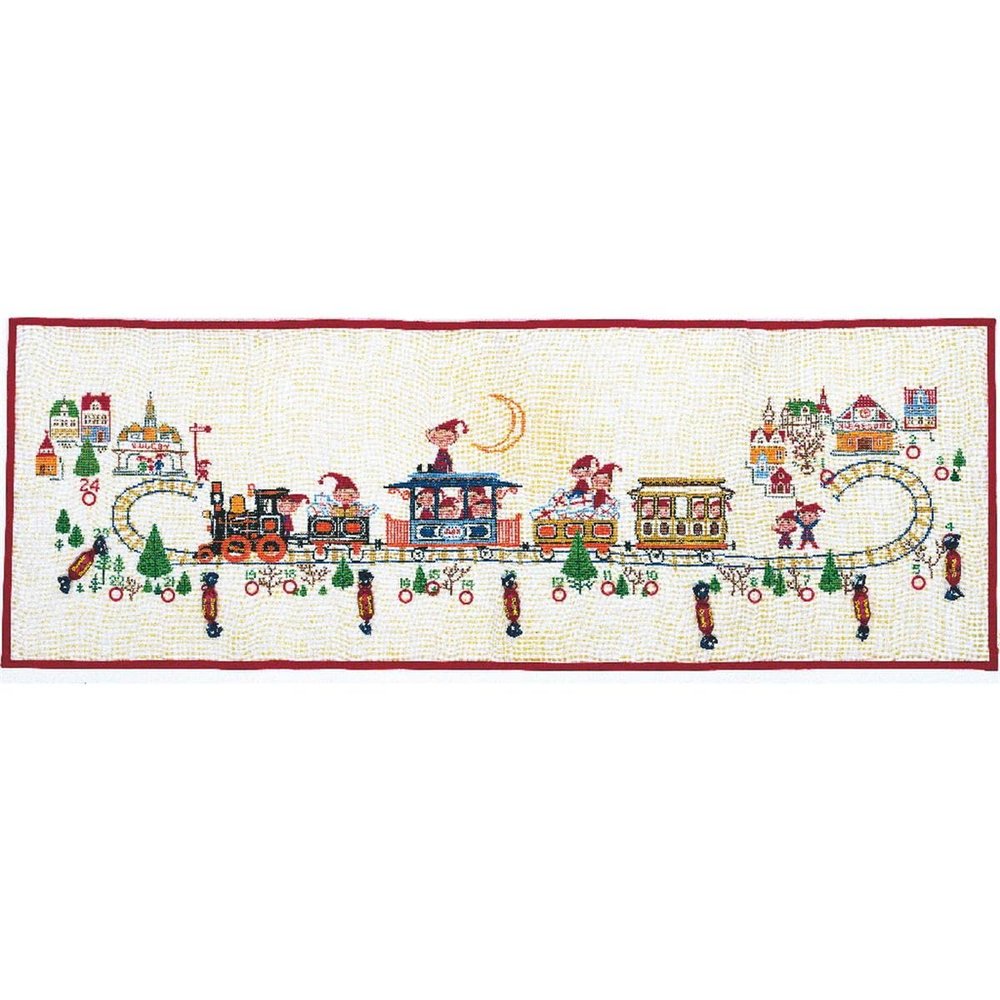 Eva Rosenstand Wall Hanging Counted Cross Stitch kit Calendar, Train, 40x115cm, DIY