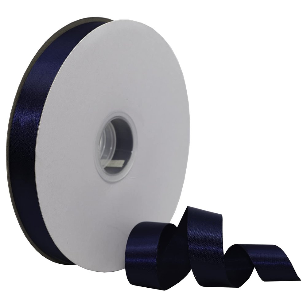 Morex Ribbon Single Face Satin Ribbon, 7/8 inch by 100 Yards, Navy, 07722/00-370