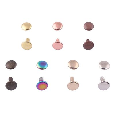 7mm Rainbow Double Cap Rivets,Metal Button Round Rose Gold Rapid Rivet,Rivet Studs for Purse Bags Handbags Shoes Belts Leather Craft DIY (Rose Gold 100pcs)