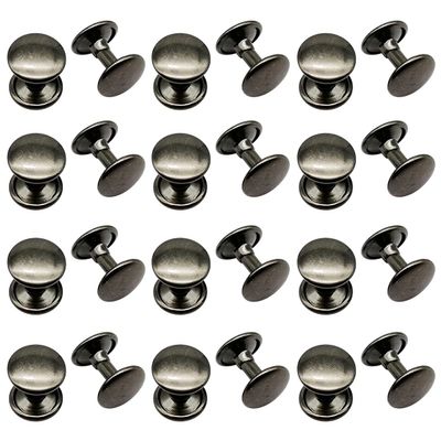 homeemoh 50 Sets Metal Double Cap Leather Rivets, 10x10 mm Round Rivet Metal Studs for DIY Leather Crafts Belts Wallets Bags Clothes Shoes Repair Decoration,Gun Black