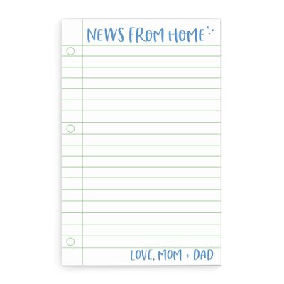 Camp Personalized Lined Notes from Home, Sleep Away Camp Stationary for Mom and Dad, Camp Stationery Paper and Envelopes Set, Personalized Stationary Paper and Envelopes Set, 5.5in x 8.5in, 50 Sheets