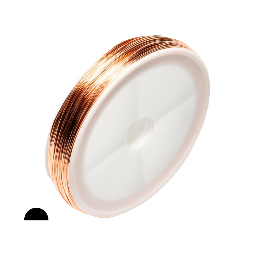 20 Gauge, 99.9% Pure Copper Wire (Half Round) Half Hard CDA #110 Made in USA - 50FT by CRAFT WIRE