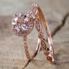 Koguxuix 18K Rose Gold Ring Set Pink Elegant Morganite CZ Crystal Gemstone Wedding Bridal Ring Set (6) view 1